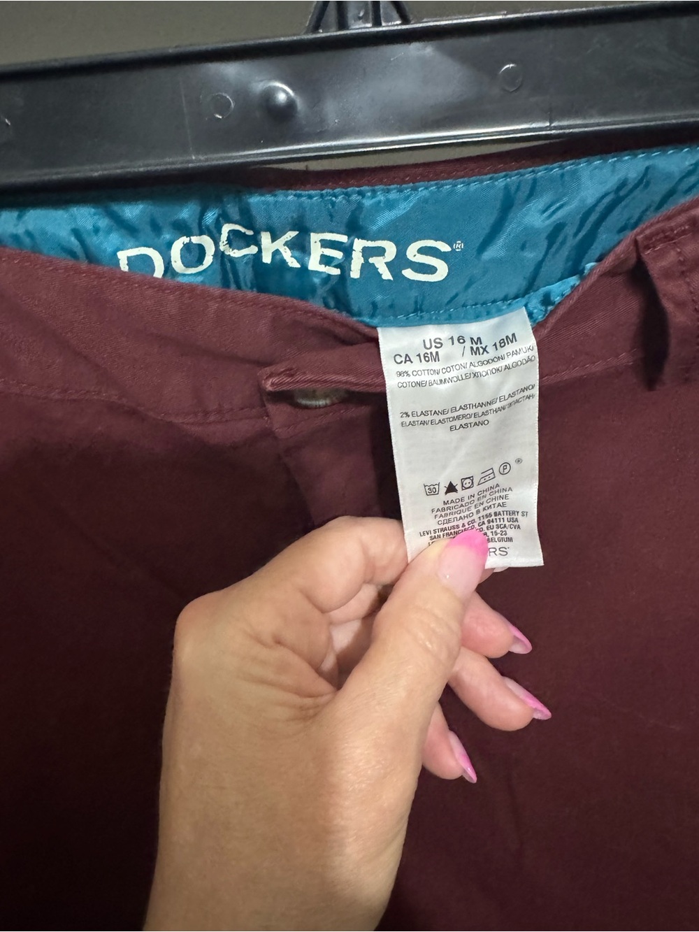 Womens Dockers Burgundy Straight Fit Pants - Picture 3 of 4